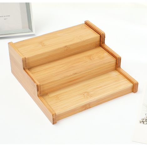 Étagère à épices en bambou naturel, 3 étagères, extensible, aspect naturel, humidité (1/5)