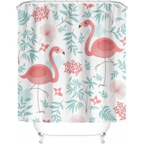 Rideau de douche, rideau de douche imprimé flamant rose, adapté à la salle de bain, 150180 cm-MCJ
