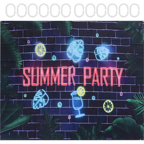 Summer Pattern Polyester Shower Curtain Punch‑Free Waterproof Bathroom Curtain with Hooks180x180cm
