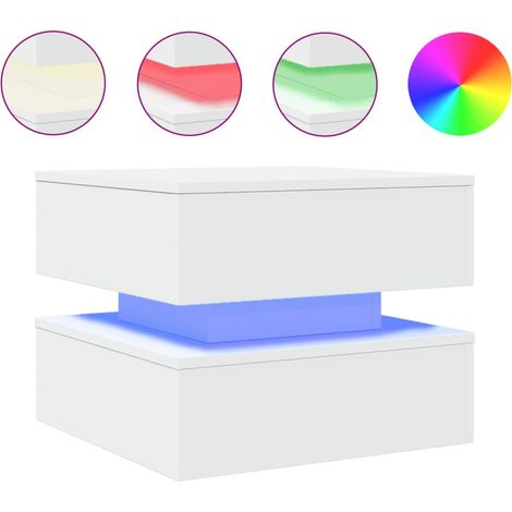 Maison Exclusive - Couchtisch mit LED-Leuchten Weiß 50x50x40 cm
