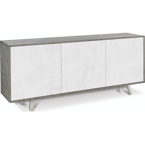 Credenza buffet moderna cemento con tre ante bianco (1/4)