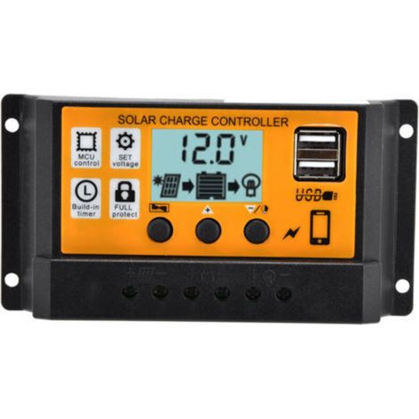 Intelligenter Solarladeregler, zwei USB-Anschlüsse, dreistufiger PWM-Laderegler, 12 V/24 V, 30 A