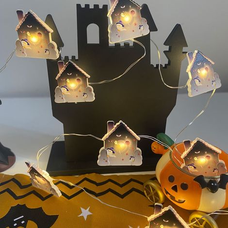 LED-Lichterkette Halloween 5m 50 LEDs - Gruselige Spukhaus-Dekoration mit USB-Kabel für Innen- und Außenbereich-lsw