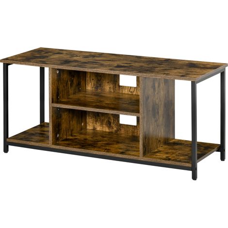 TV-Ständer, TV-Schrank mit offenen Fächern, verstellbarem Einlegeboden, 110 x 40 x 50 cm, rustikal braun