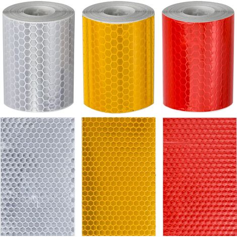 3 Rouleau Ruban Réfléchissant Adhésif 3m x 50 mm Bande Autocollants Reflechissante Réflecteur de Rayon de Vélo Catadioptre pour Véhicules Voitures Remorques Vélos Casques (1/5)