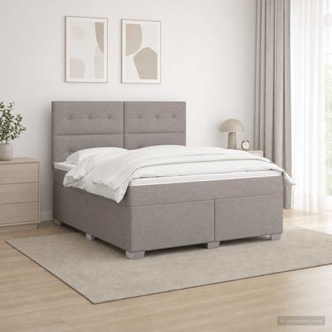 vidaXL Cama box spring con colchón con cabecera Topo 140 x 190 cm Tela (1/5)