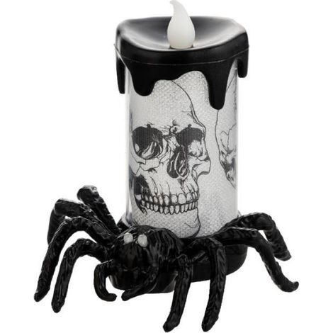 Araignée Halloween - Yeux Led - Bougies Double Couleur Noir Orange - Décoration Maison Jardin - Lot De 2 (1/4)