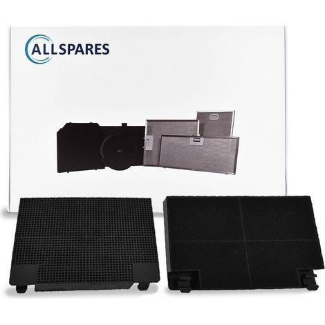 Filtro de carbón AllSpares (2 uds.) para campanas extractoras compatibles con Electrolux Zanussi EFF70 / Bosch Siemens (00)640550 / Faber 112.0441.093 / Franke 120016757 y SMEG KITFC142 (192x131x20mm)