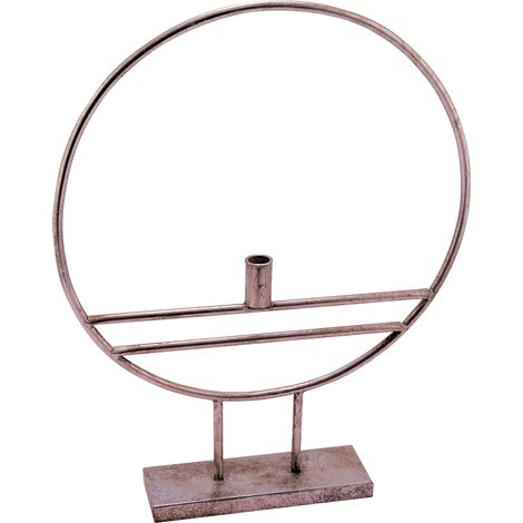 XL Alu Kerzenständer RING silber - 56 x 45 cm - Metall Tafelkerzen Halter groß mit Standfuß - Tischdeko Kerzenhalter Weihnachten Geburtstag Hochzeit