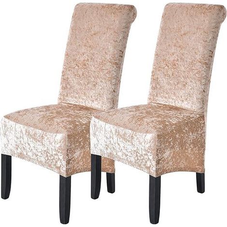 Housse de chaise dorée champagne, lot de 2, velours extensible élastique, housse amovible lavable, idéale pour chaises de restaurant, mariage, fête (1/5)