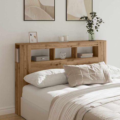 LED Headboard Artisan Oak 160x18.5x103.5 cm Engineered Wood vidaXL