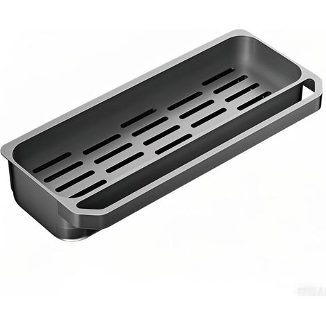 Étagère de rangement pour robinetterie sans perçage, étagère élégante pour évier, pouvant contenir des éponges, des brosses, etc. (gris) (1/2)