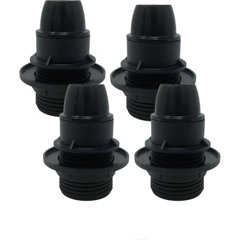 Lot de 4 Douille E14, Noire, Filetage, Rondelle, Fixation sécurisée, Câble 0.5-1.5 mm², Lampe table suspension