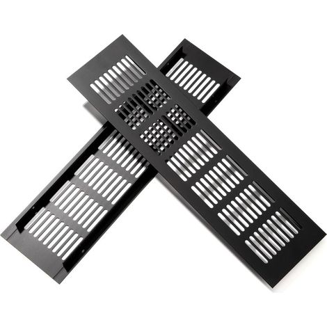 30x8cm Noir 2 PiècesGrille d'aération en Aluminium Grille de Ventilation Rectangulaire pour la Ventilation des Placards et des Chambres (1/5)