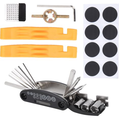 Kit d'outils de réparation de pneus de vélo multifonctionnel 16 en 1 avec sac. (1/5)