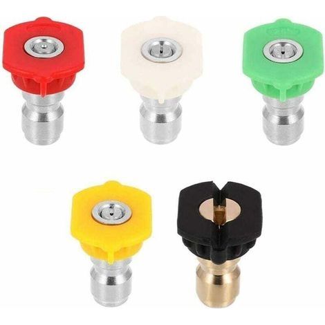 Embouts de buse de rondelle de Pression de 5Pcs, Connexion Rapide 1/4 Pouce,Nettoyeur à Haute Pression Automobiles Accessoire pour Série (1/4)