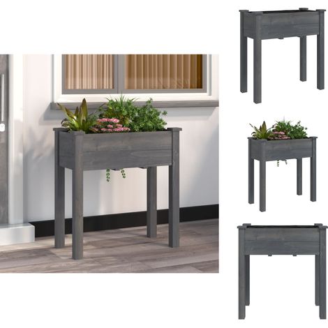 Blumentöpfe & Pflanzgefäße - Living Pflanzkübel mit Einsatz Grau 71x37x76 cm Massivholz Tanne (1/5)