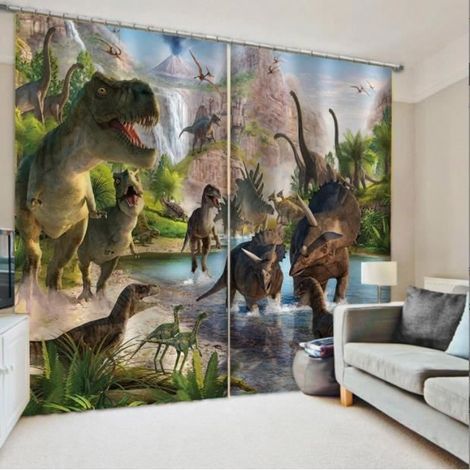 Rideaux occultants, rideaux d'impression numérique 3D dinosaure - rideaux pour la décoration intérieure