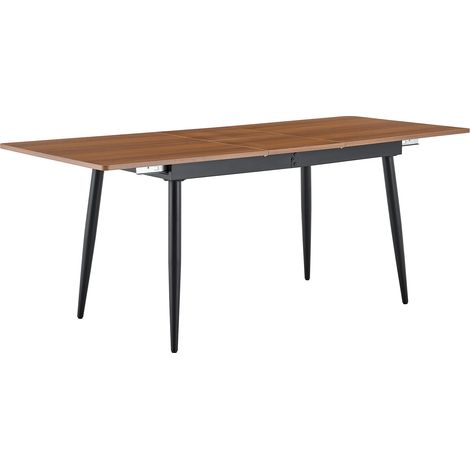 Table à manger rectangulaire industrielle en MDF et métal, 150 ou 190,5 cm, 4 à 8 personnes, pieds noirs inclinés, style bois clair ou bois foncé CHICFURN (1/5)