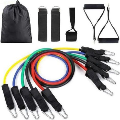 Bandes de Resistance Elastiques Musculation Set, Latex Fitness Exercice Bands Kit avec Ancre de Porte/Poignées/Sangle de Cheville po (1/4)