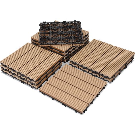 TolleTour Lot de 110 dalles de Terrasse Clipsable 30 X 30 cm Revêtement Extérieur Pour Jardin Balcon Piscine