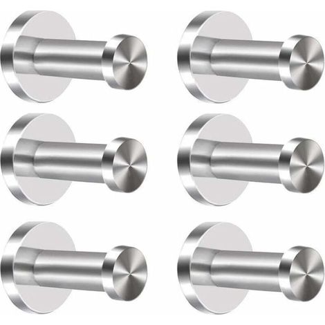 Lot de 6 crochets en acier inoxydable pour manteaux, crochets muraux pour porte serviettes en chrome (1/5)