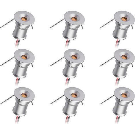 Mini-Einbaustrahler DC12V 1W 3000K, 9er-Pack, silbernes Gehäuse, für die Innenbeleuchtung von Schränken, Vitrinen oder Kunstwerken. (1/5)