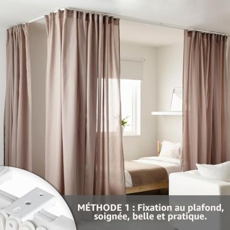 Tringle à rideaux flexible de 5 m pour plafond et mur, blanche (1/3)