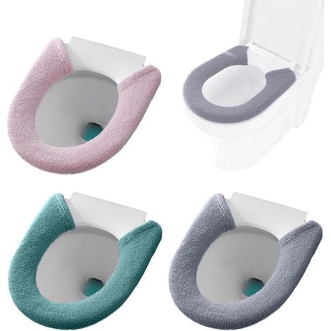 3-teiliger beheizbarer WC-Sitzbezug – WC-Sitzschutz – Dichtungsring – WC-Sitzbezug mit Knopf – Weich und komfortabel – Universeller WC-Sitz (1/5)