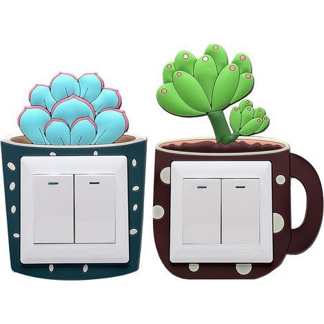 Lot de 2 autocollants muraux pour interrupteur électrique pour chambre à coucher, garçons et filles,Hibiscus Snow Lotus + Winter Beauty (1/3)