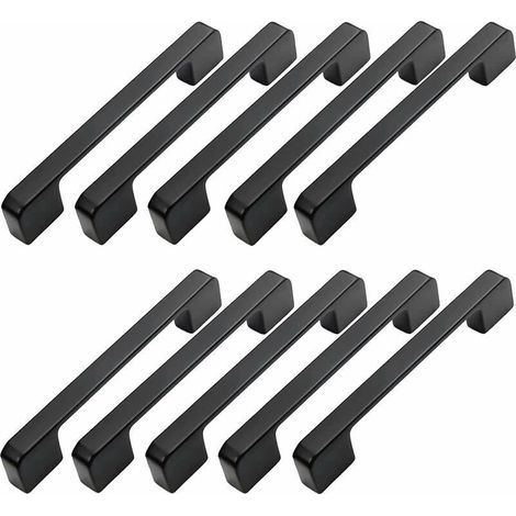 Set of 10 96mm Furniture Handles – Black Aluminum Alloy – Screws Included – For Cupboards, Drawers and Cabinets - 96mm Handle (1/5)