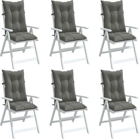 Cojines para silla respaldo alto 6 uds tela gris oscuro melange