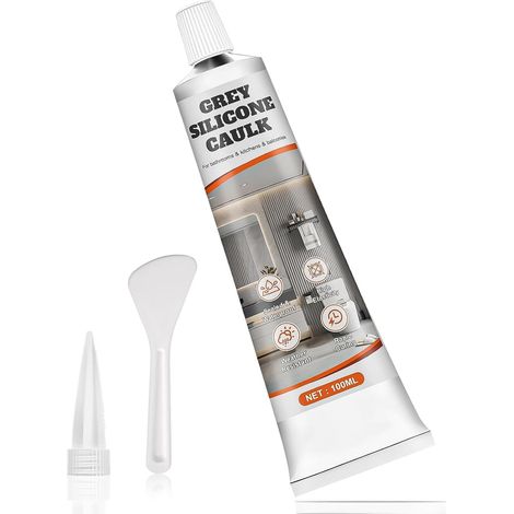 Silicone Gris, Joint Carrelage Gris, Séchage Rapide et Durable, 100ml Joint Silicone, Mastic Silicones de Construction, Mastic Gris pour Joints Bains Cuisine Fenêtres Carrelage (1/5)
