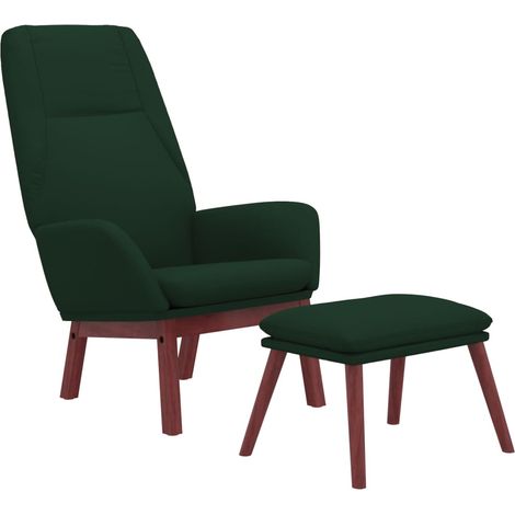 Poltrona Relax con Poggiapiedi Verde Scuro in Tessuto vidaXL (1/5)