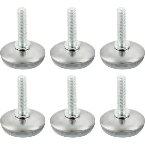 6 Pcs Pieds de Meubles Réglables Nivellement Patin Base Jambe Pied de Table Chaise Ajustables Protection Sol M6 x 25mm