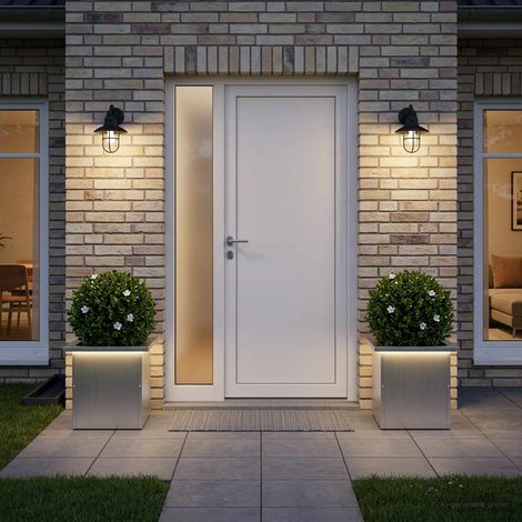 vidaXL Jardinera para jardín con luces LED 2 uds. Plateado (1/5)