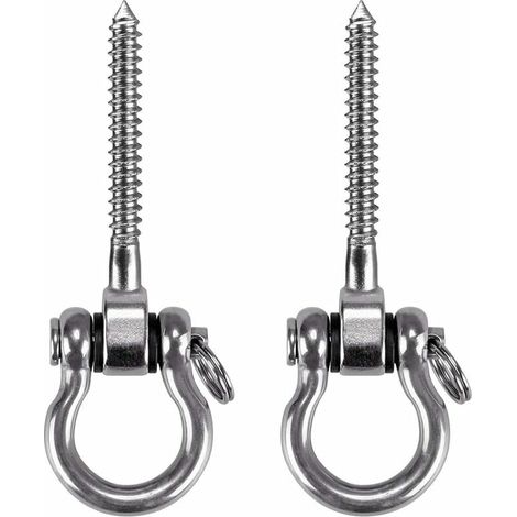2 Pièces Crochet a Visser, Acier Inoxydable 304 Robuste 180° Crochet Plafond pour Aire de Jeux Intérieure Extérieure Yoga, Hamac ,Corde, Balançoire, Suspendue Chaise, Sac de Boxe , Max 450kg (1/5)