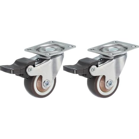 Lot De 2 1.3 Inch Roulettes À Plateau Roulettes Lourdes Marron (1/5)