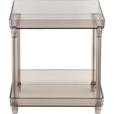 Range De Bureau Double Couche - Étagère De Rangement Cosmétiques Transparente Et Noire - Organisateur Pour Salle De Bain - 1 Pièce (1/5)