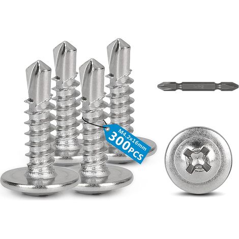 300 pcs Vis à tôle autoperceuses Ø4.2 x 16mm à tête fraisée cruciforme Vis autoperforante phillips à tête fraisée Auto-perceuse Autotaraudeuse pour métal, bois tôle plastique (1/5)