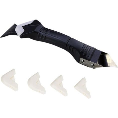 Outil 5 en 1 grattoir silicone – ergonomique, embout conique, pour joints salle de bain/cuisine (1/5)
