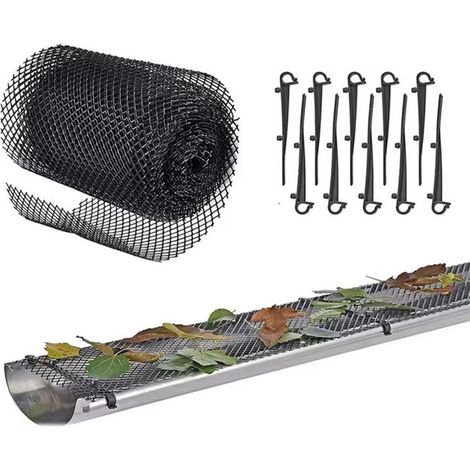 Lntyq 4x Grillages de protection pour gouttière avec 40 clips de fixation，16cm×6m