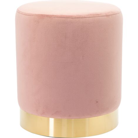 Pouf Poggiapiedi in Velluto Rosa Struttura in Legno 31x31x38 cm Base dorata Metallo (1/4)