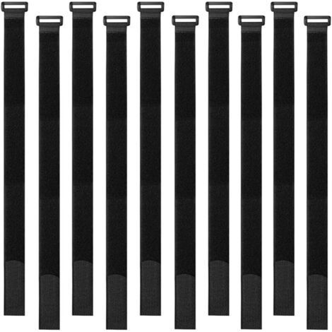 30 attaches de câble noires, 40 cm de long, réutilisables, à scratch pour la gestion des câbles (1/5)
