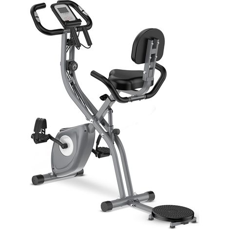 Klappbares Heimtrainer-Fahrrad mit App-Anbindung, drehbarem Laufdeck, Klimmzugstange und 10 Stufen magnetischen Widerstands.