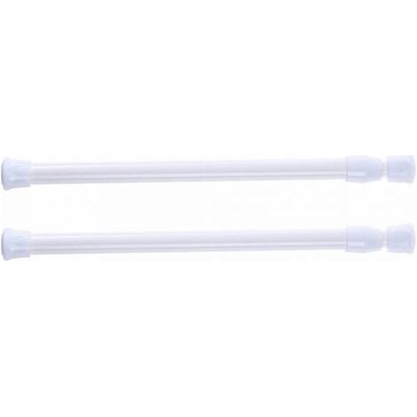 Lot de 2 tringles à rideau de douche télescopiques, sans perçage, pour douche, baignoire, armoire, blanc, largeur 30-50 cm