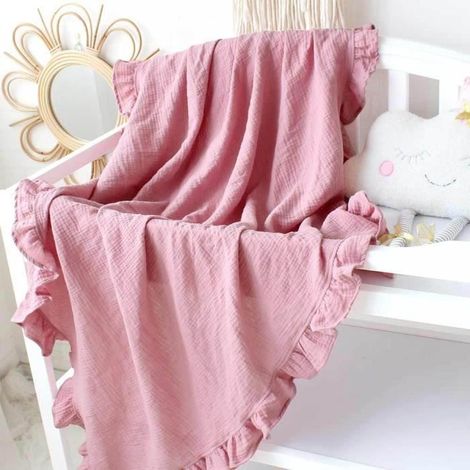 1 couverture bébé mousseline, 100 % coton douce, rose, pour emmaillotage et sieste, 1 à 3 ans (1/4)