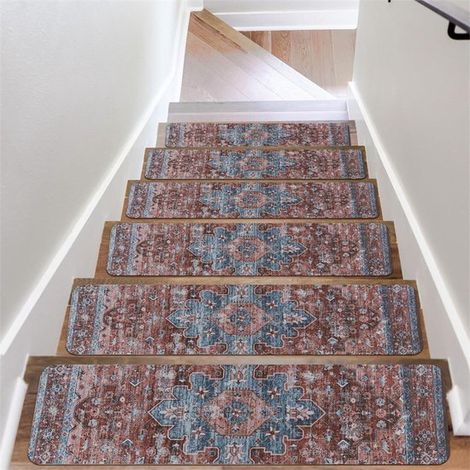 Tapis d'escalier antidérapants et amovibles 20 x 76 cm (lot de 4) - Protection optimale pour les marches d'escalier - Convient aux enfants, aux personnes âgées et aux animaux domestiques - Noir et gri (1/5)