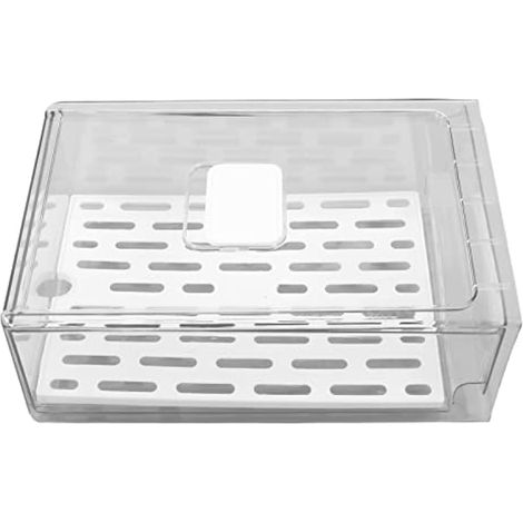 Organisateur de réfrigérateur, boîte de rangement transparente amovible avec bac d'égouttage, contenant pour fruits et aliments pour cuisine (L 30 x 20 x 11 cm) (1/4)