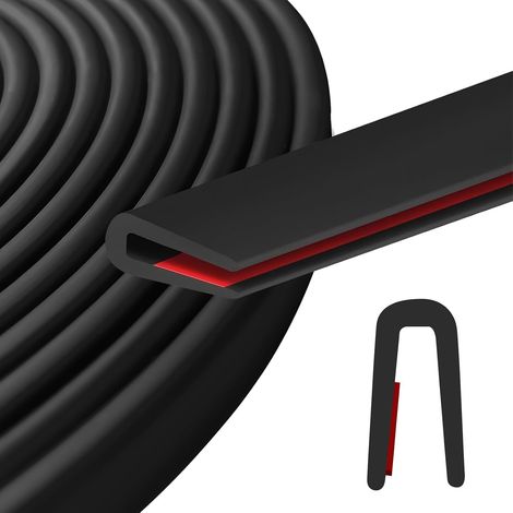 Protection Bord de Tole 16mm x 3 Mètres, Adhésif Joint Caoutchouc en U, Protection Noir Joint en Caoutchouc pour Portes de Voiture Trappes Coins de Table Fenêtres Tôle (1/5)